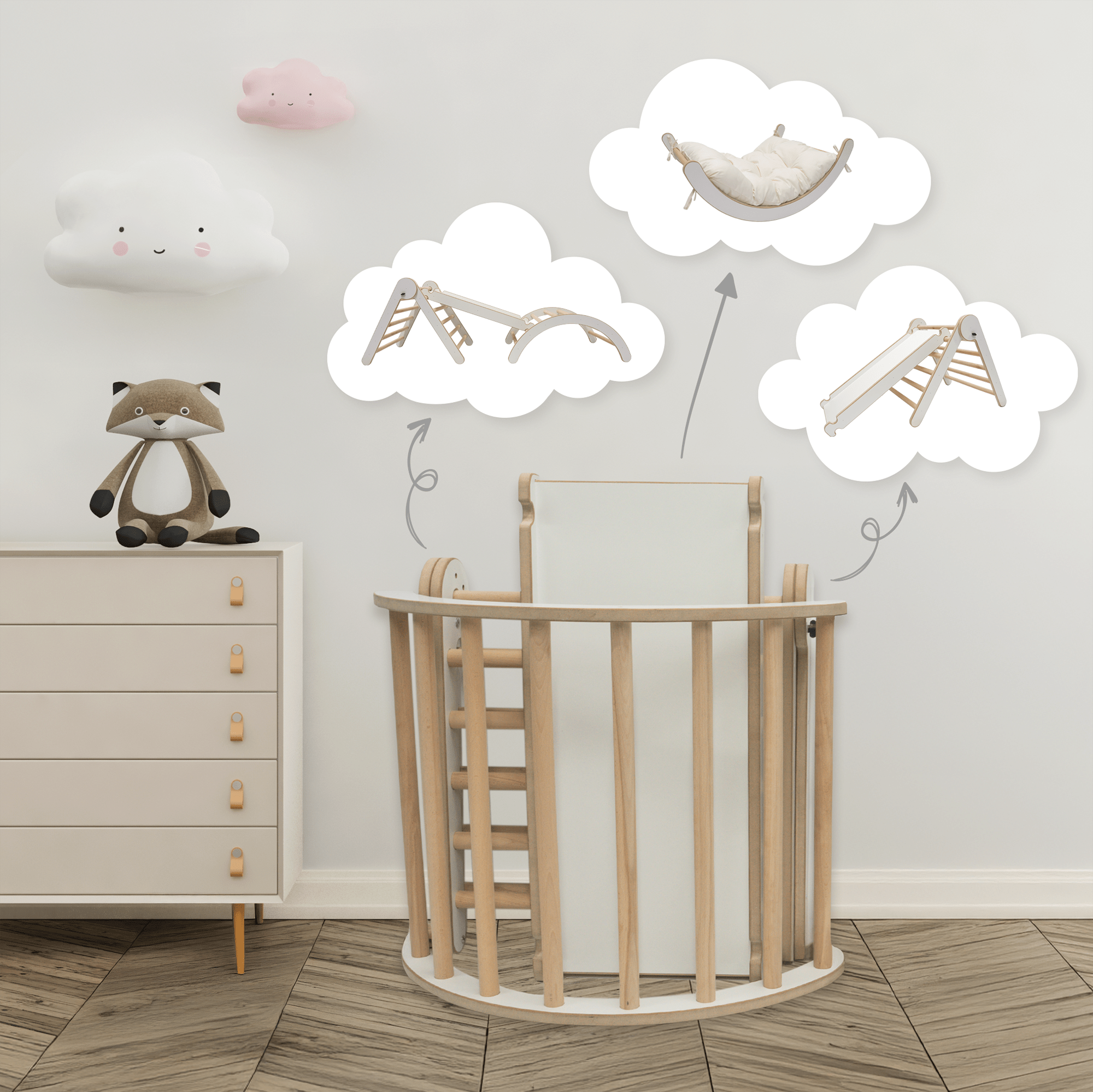 Ensemble d'escalade MAMOI® 4en1 pour enfants, bascule, coussin, triangle d'escalade et toboggan