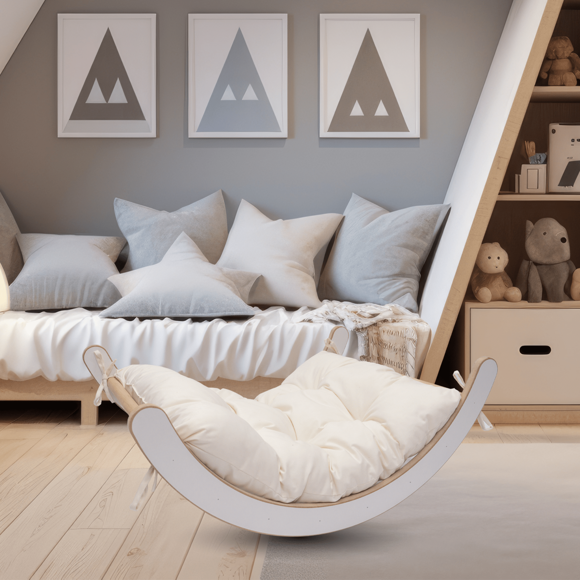 Ensemble d'escalade MAMOI® 4en1 pour enfants, bascule, coussin, triangle d'escalade et toboggan
