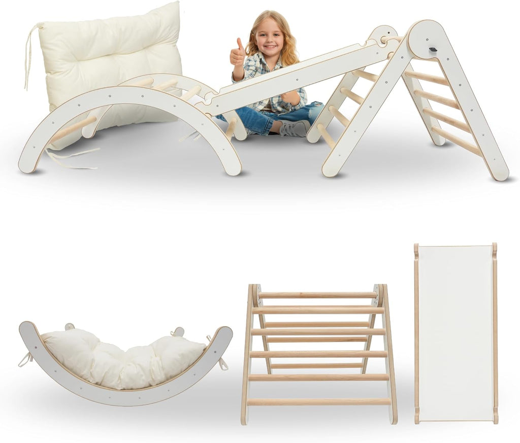 Ensemble d'escalade MAMOI® 4en1 pour enfants, bascule, coussin, triangle d'escalade et toboggan