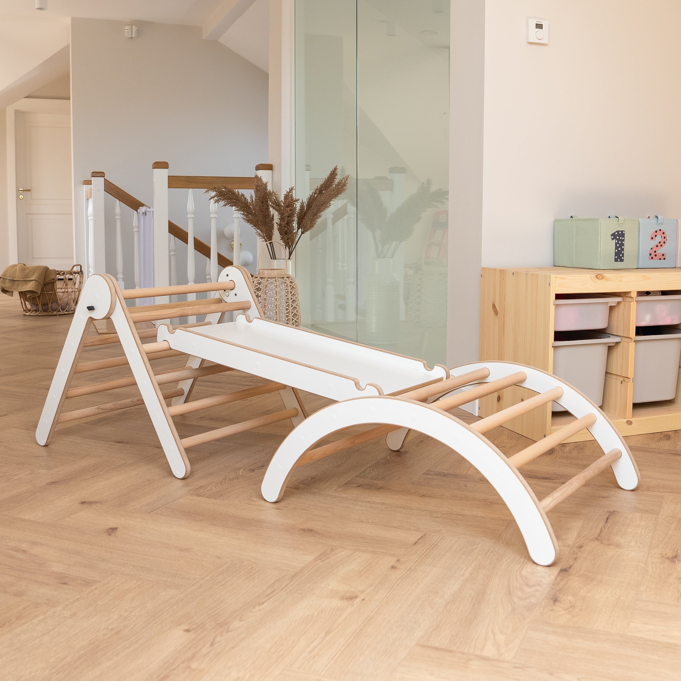 Ensemble d'escalade MAMOI® 4en1 pour enfants, bascule, coussin, triangle d'escalade et toboggan